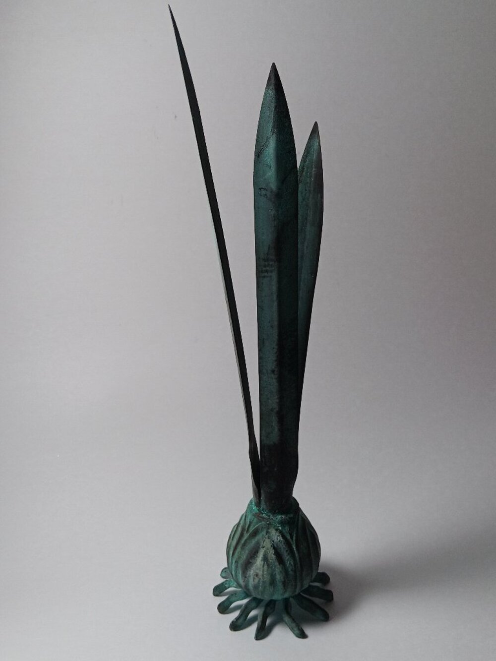 Vintage 12" verdicts metal flower candle holder MCM botanical decor